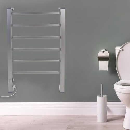 Actiasgear 6 Bar Electric Aluminium Towel Warmer, 90W, Silver, Wall Mounted or Freestanding, H 91 cm x W 35 cm x D 35 cm – 2