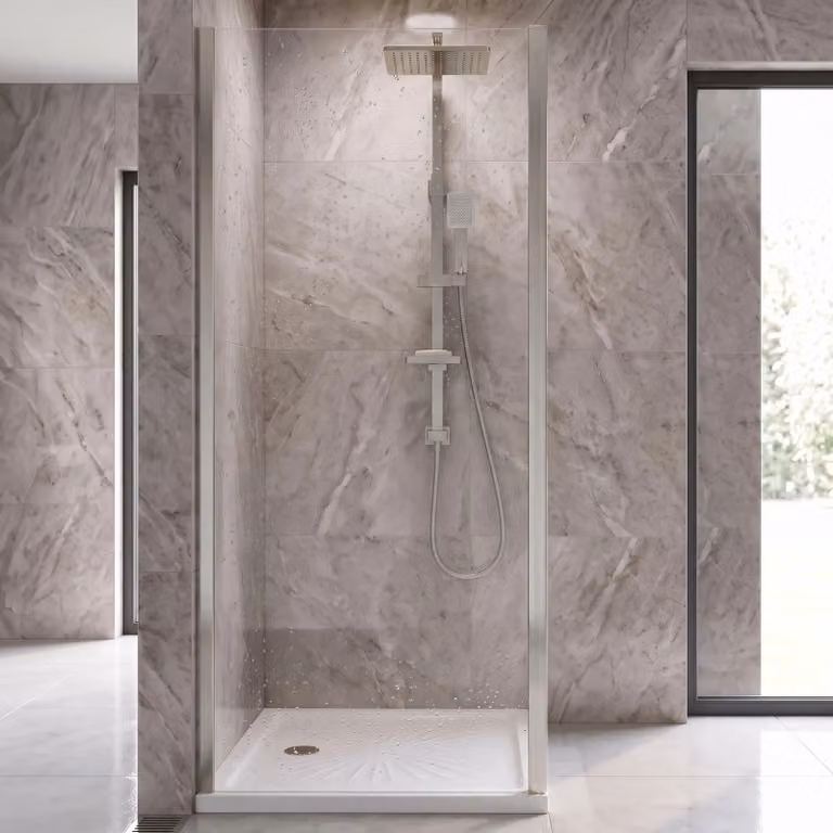 Balterley Reversible Safety Glass Shower Side Panel with Chrome Frame, Clear, Width: 90 cm, Thickness: 6 mm