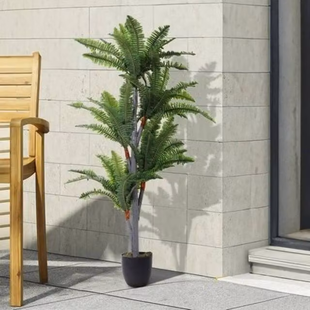 NESTLUNE Large 4.5ft Artificial Palm Tree House Plant, Green, H 100 cm x W 60 cm x D 60 cm – 1