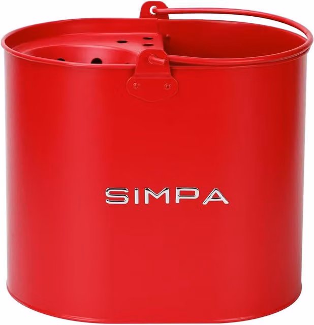 Simpa 14L Metal Mop Bucket with Wringer in Matt Red – 1