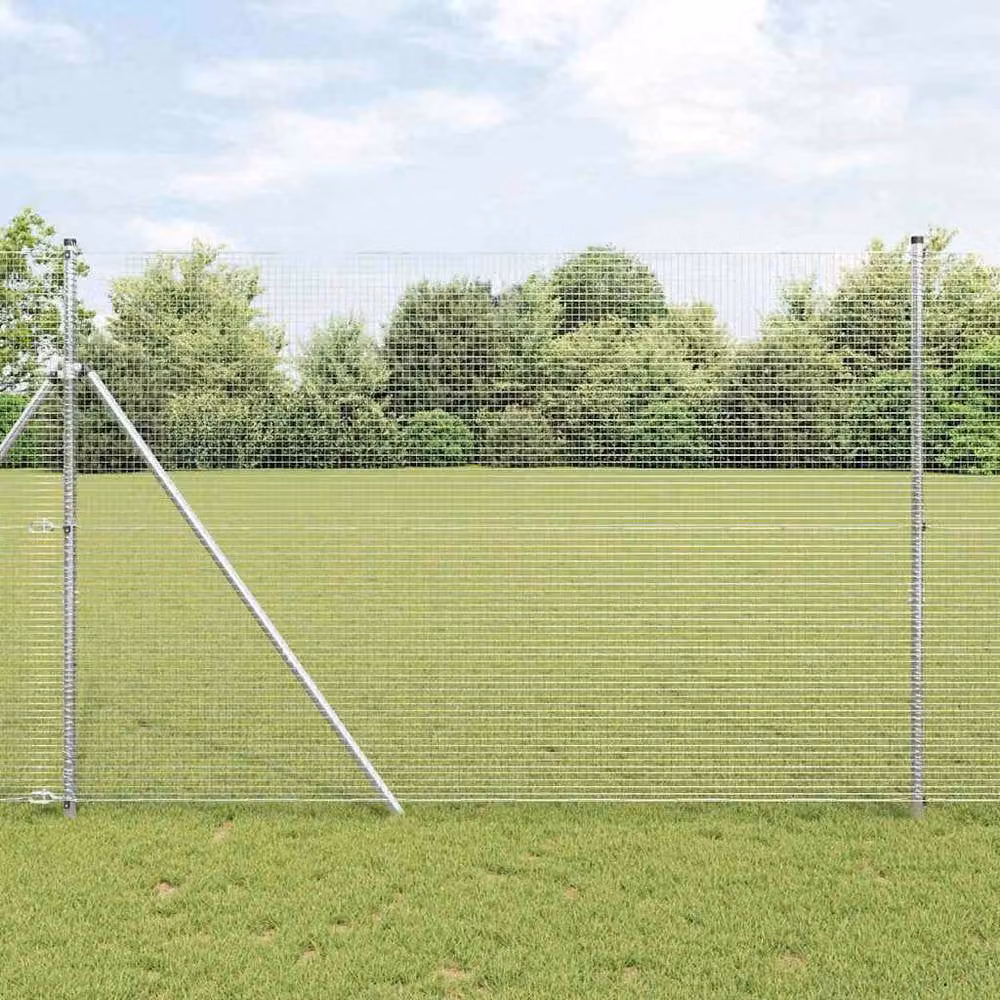 Berkfield Home Modern Welded Wire Fence, Galvanised Steel, Silver, H: 150 cm x L: 50 m – 2