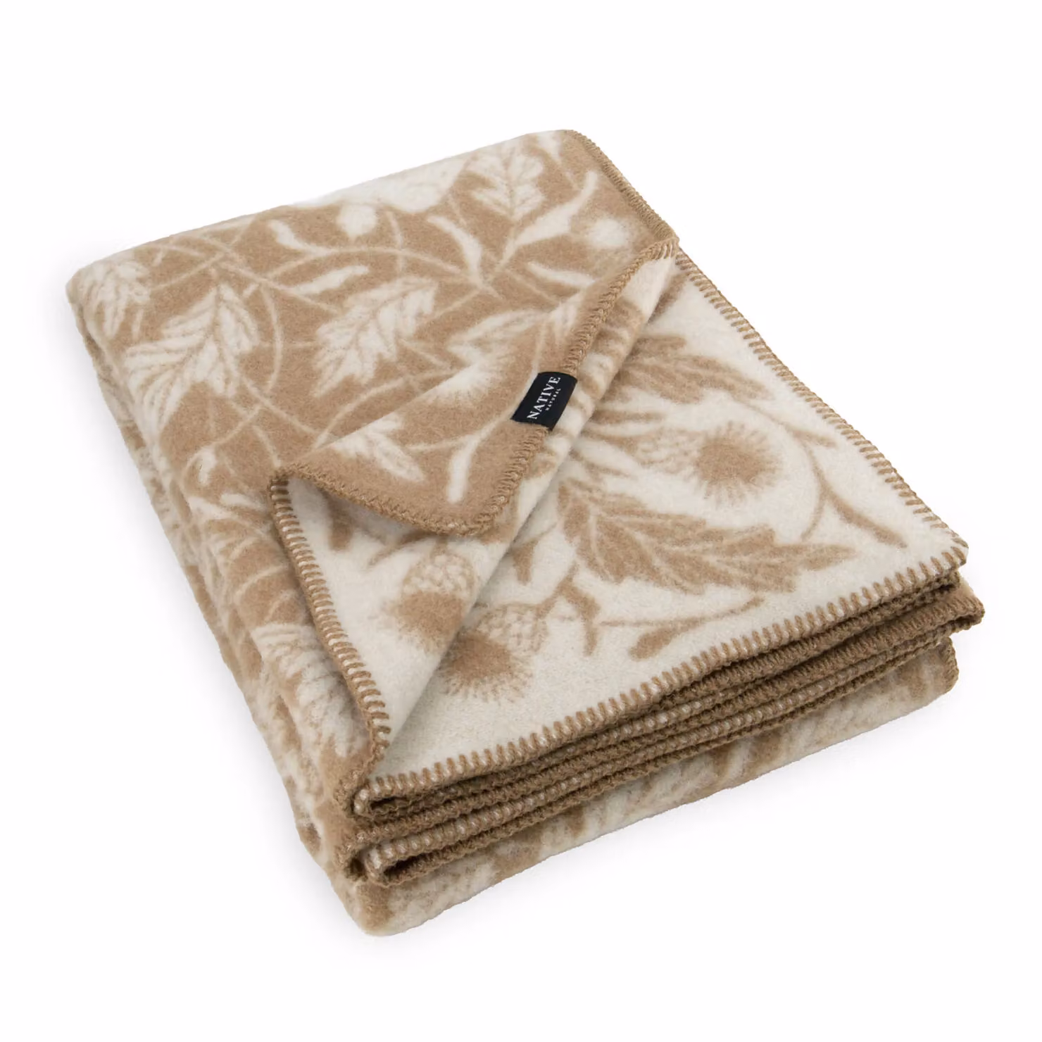 Simply Sheepskin Jacquard Woven Premium New Zealand Wool Blanket in Beige, W/D/H: 140 x 200 cm – 2
