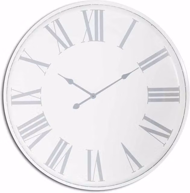 Lemon Pavilion Furniture and Decor Flemings Large Modern Metal Wall Clock in Grey and White, W80 x H80 cm