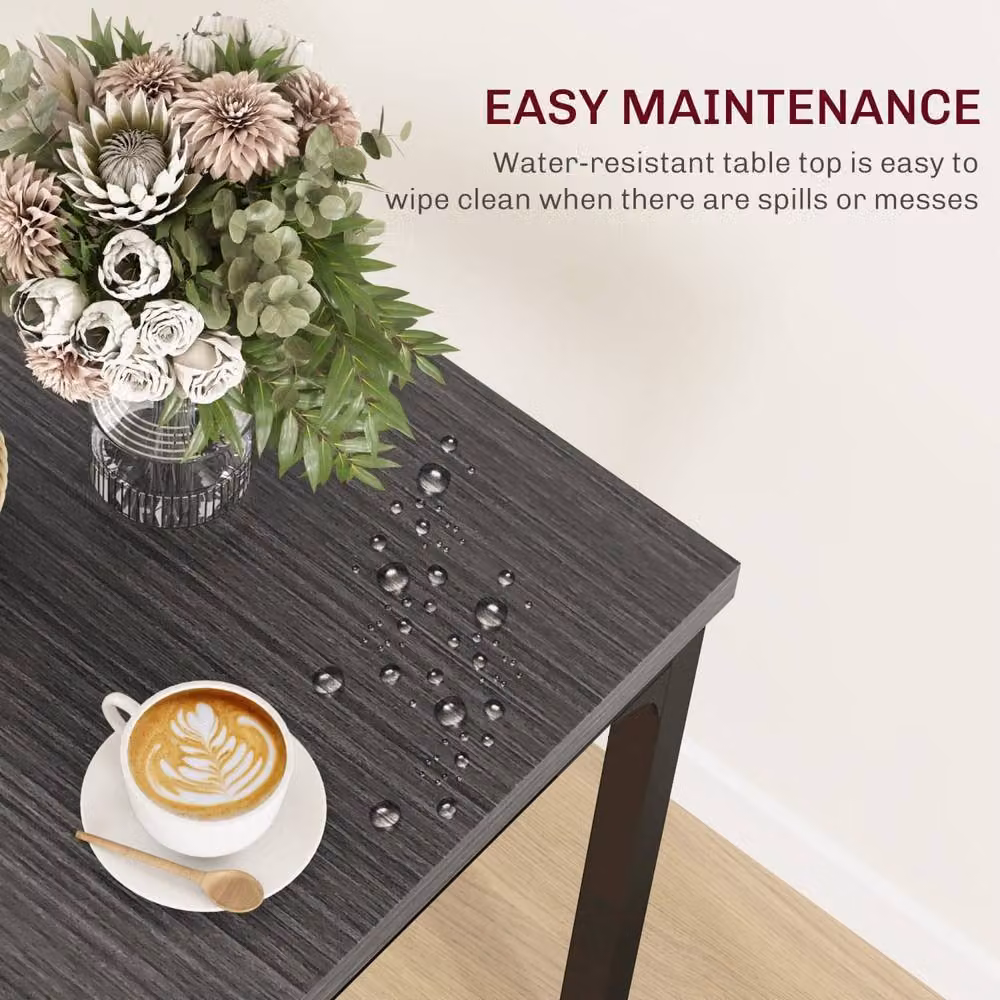 Wyld Haus Bani 3 Piece Compact Dining Set in Grey and Black Wood Grain Finish, W/D/H: 60 x 60 x 76 cm – 6
