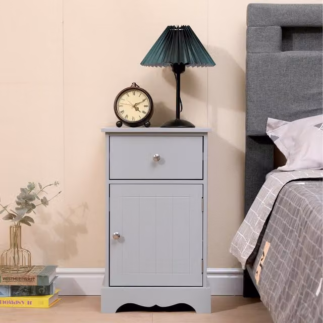 HMD Furniture Grey Bedside Table
