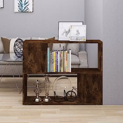 Revera Book Cabinet and Room Divider in Smoked Oak, W: 80 cm, D: 24 cm, H: 63 cm – 2