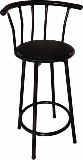 SPETLEK Black Round Breakfast Bar Stool with Matt Metal Frame