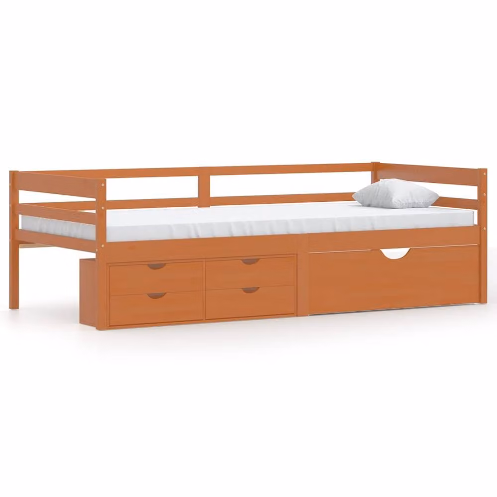 Berkfield Home Comfortable Pinewood Bed Frame with Drawers and Cabinet, Honey Brown, W/D/H: 90 x 200 x 65 cm – 3