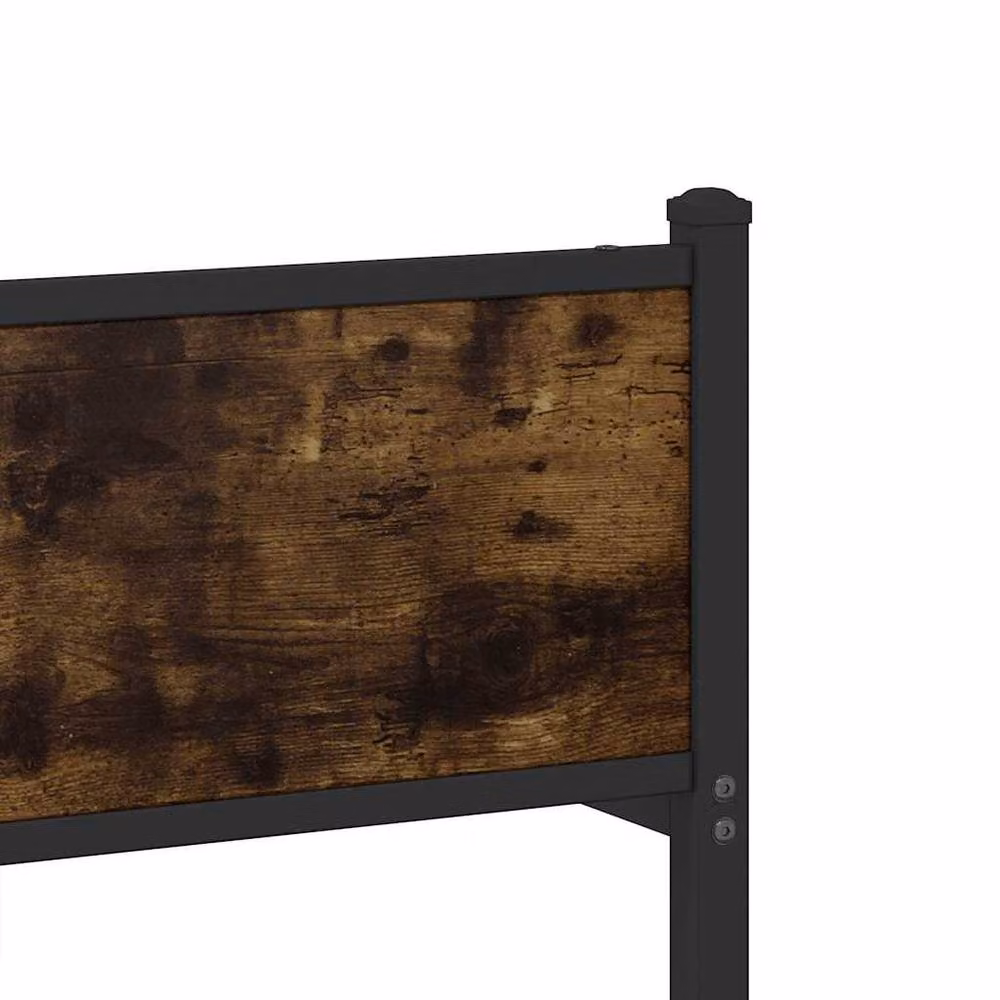 Berkfield Home Metal Bed Frame in Smoked Oak and Brown, W/D/H: 190 x 140 x 91.5 cm – 4
