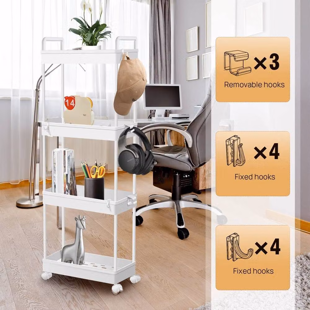 PAWNORA Modern Thin Storage Trolley Cart for Kitchen and Bathroom, White – 2