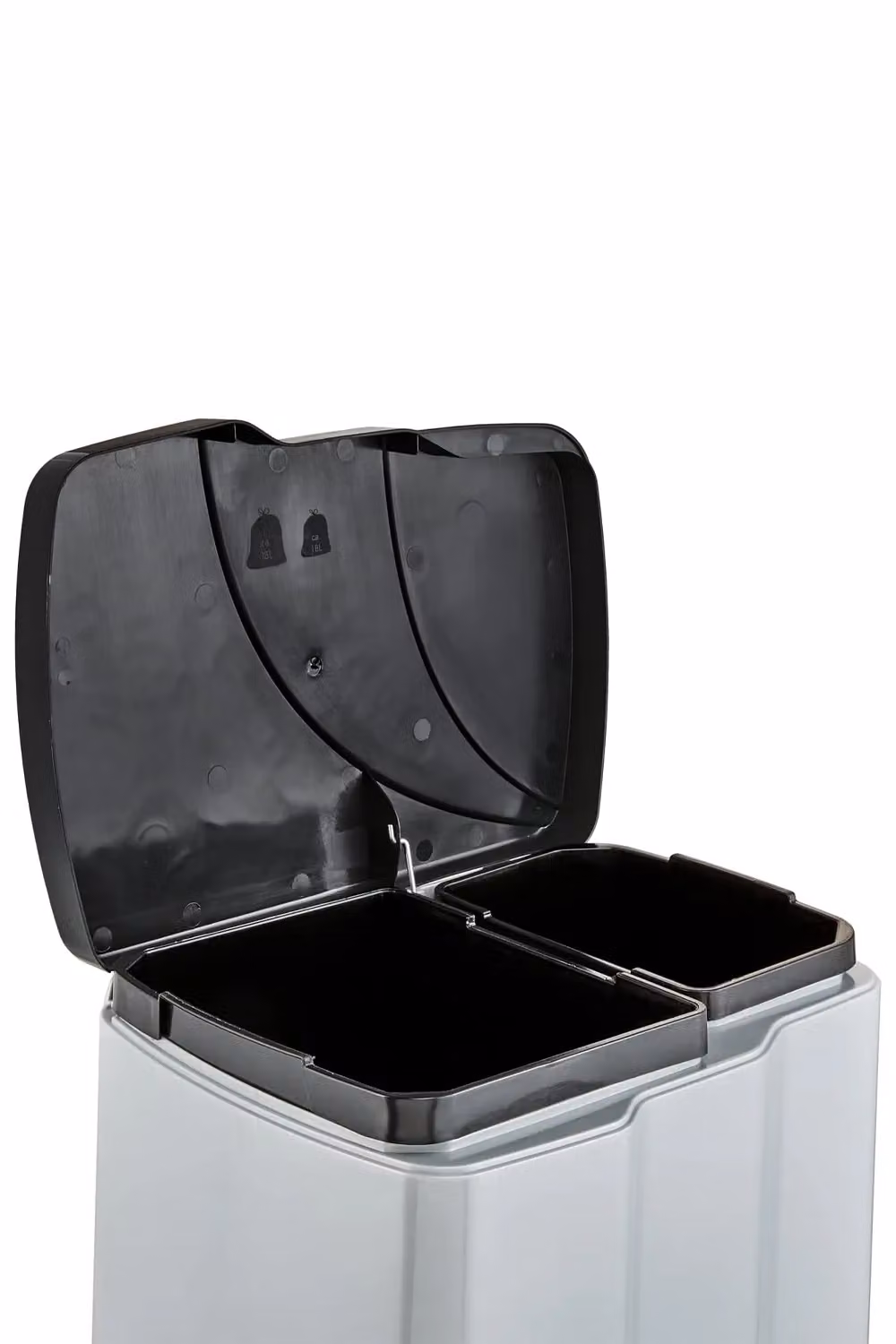 Keeeper Gunnar Pedal Bin with 2 Waste Compartments, 7 Litre + 15 Litre, Silver – 5