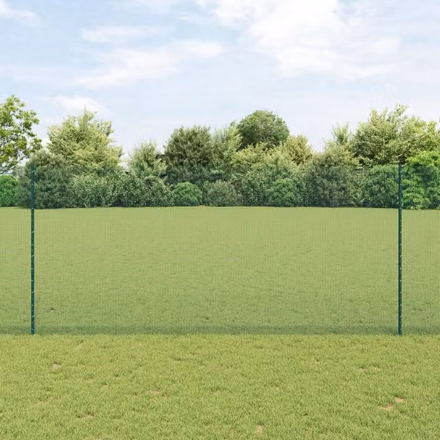 Berkfield Home Green Galvanised Steel Welded Wire Fence with 5 U-Profile Posts, W: 10 m, H: 1.4 m – 1