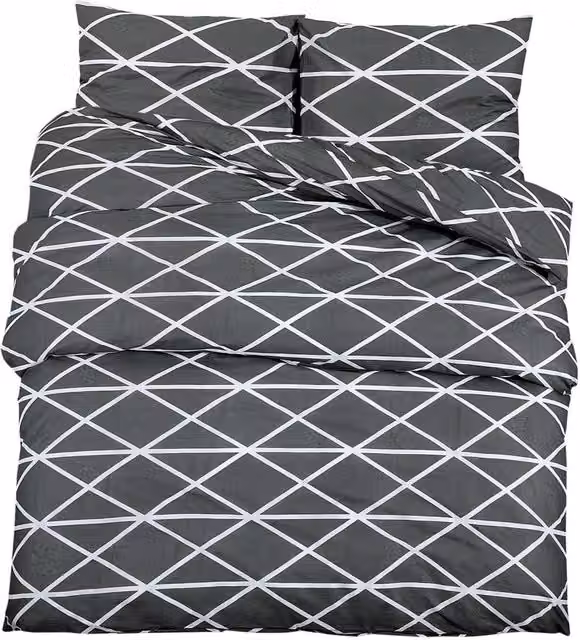 Berkfield Home Grey Cotton Duvet Cover and Pillowcase Set, W: 240 cm, H: 220 cm