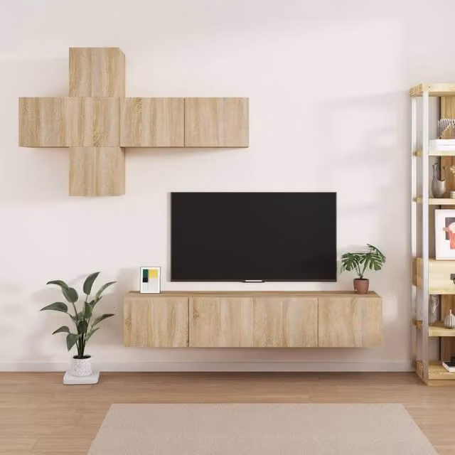 Berkfield Home 7 Piece Sonoma Oak TV Cabinet Set in Brown – 1
