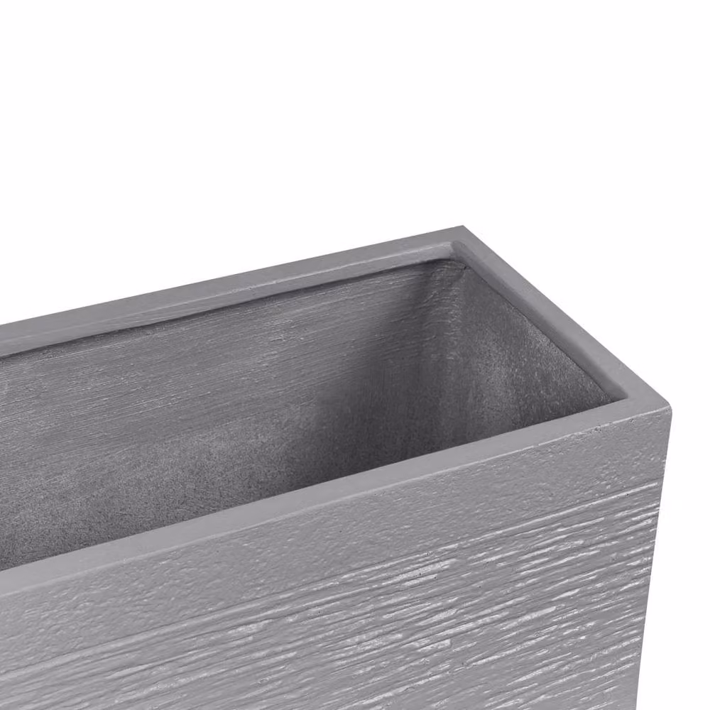 Wyld and Coco Grey Fibre Clay Rectangular Planter for Indoor and Outdoor Use W: 60 cm, D: 29 cm, H: 30 cm – 3