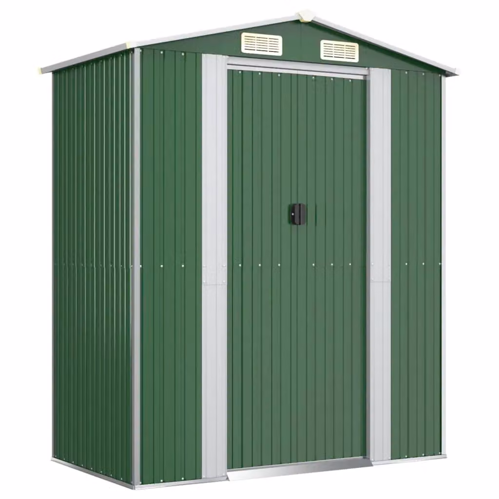 Berkfield Home Green Galvanised Steel Garden Shed W/D/H: 192 x 108 x 223 cm – 2