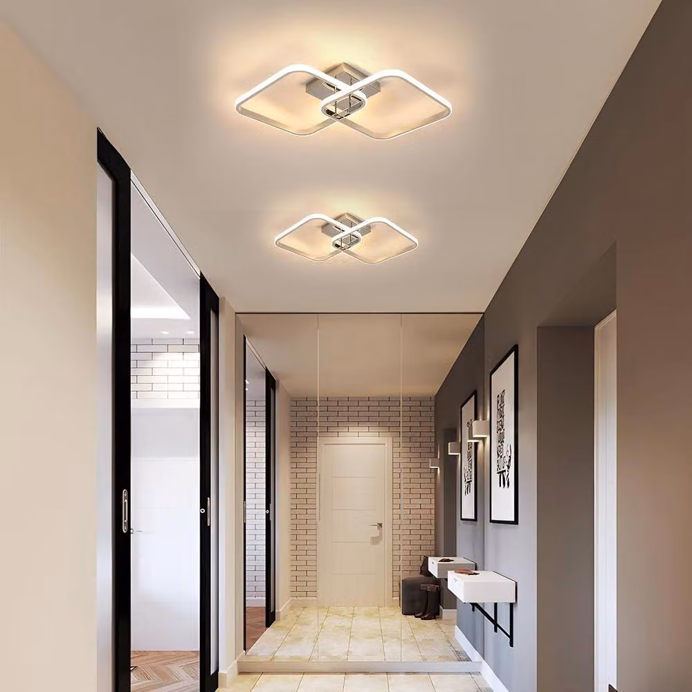 Goeco LED Ceiling Light in Silver, 42W, Warm White, W: 64 cm – 2