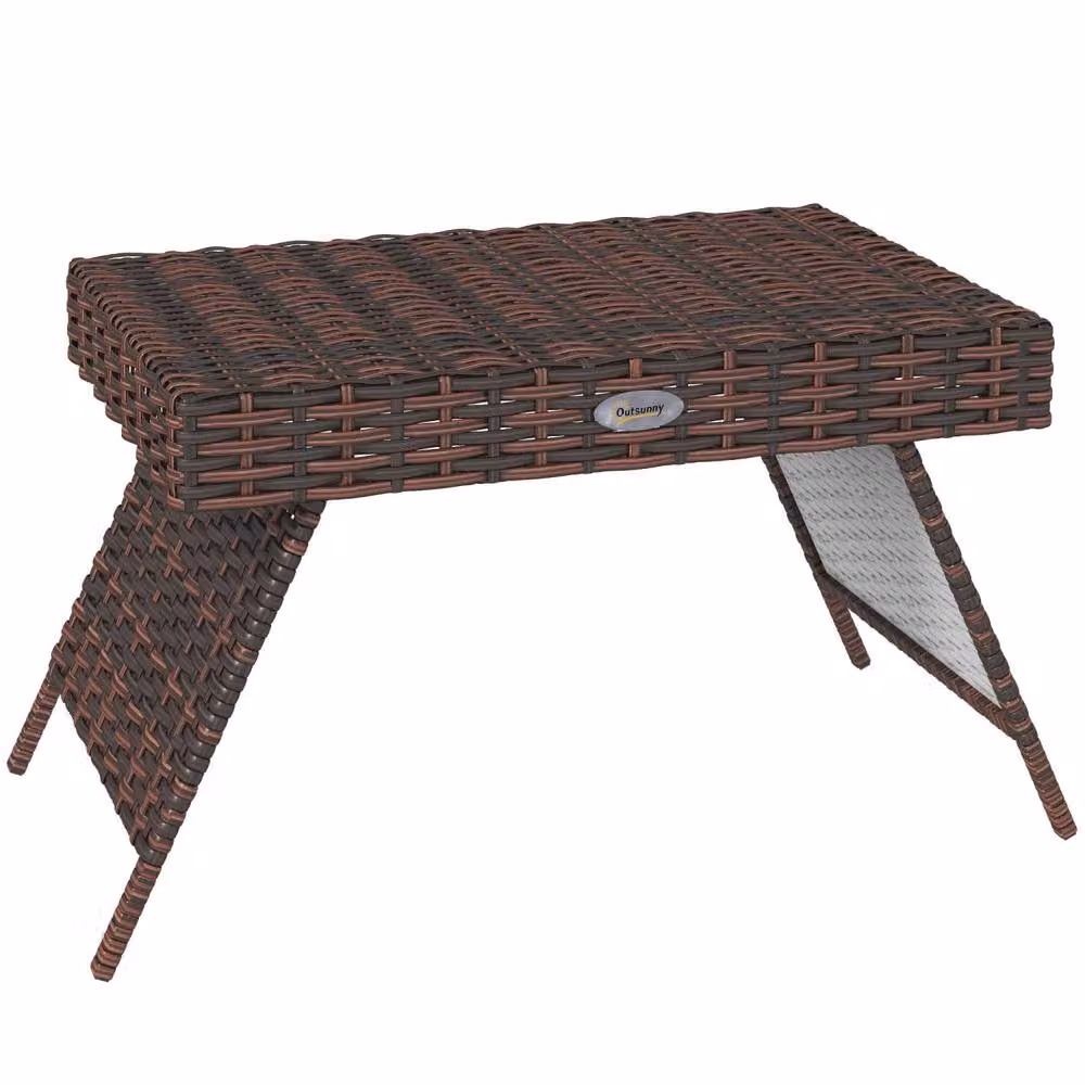 Wyld Haus Fihaso Brown Rattan Folding Outdoor Bistro Side Table – 2