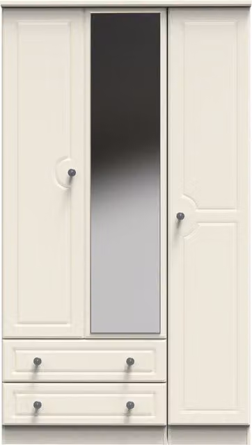 2 U Stirling Triple Mirror Wardrobe with 2 Drawers in Cream – 1