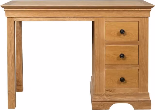 Elm Home And Garden Classic Oak 3 Drawer Dressing Table Vanity Unit in Brown