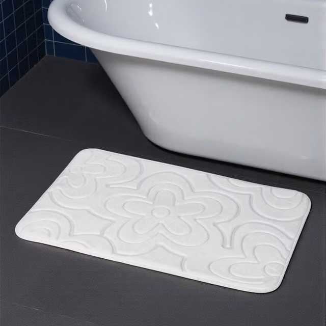 Showerdrape Clover White Memory Foam Non-Slip Bath Mat W/D: 80.0 x 50.0 cm – 2