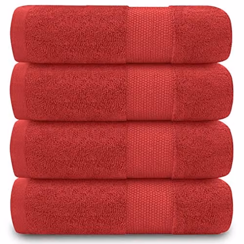 Gaveno Cavailia 4-Pack Striped Cotton Hand Towels, Red, 700 GSM – 1
