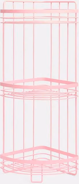 OHS 3 Tier Freestanding Pink Corner Shower Caddy and Bathroom Organiser