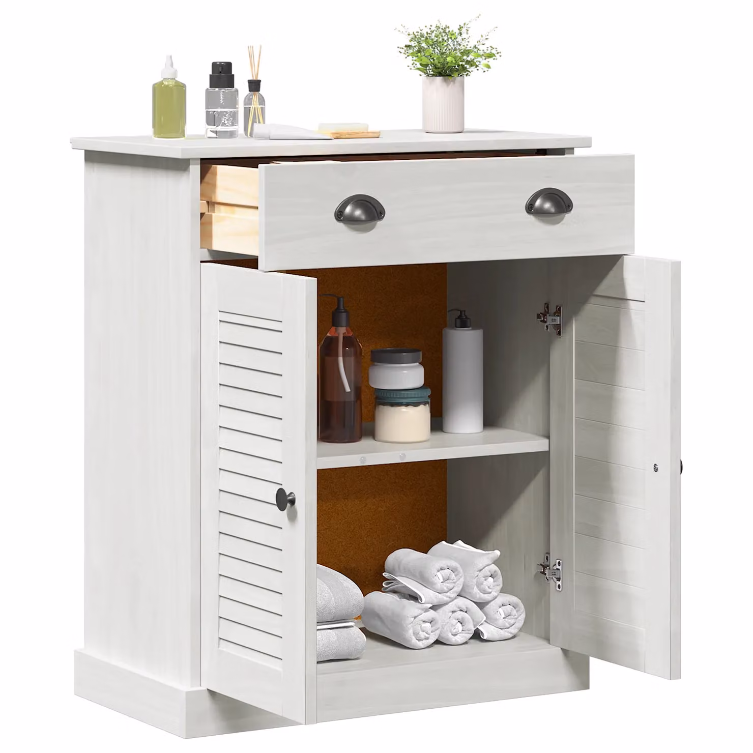 Berkfield Home Modern White Bathroom Cabinet in Solid Pine Wood W/D/H: 68 x 34 x 80 cm – 2
