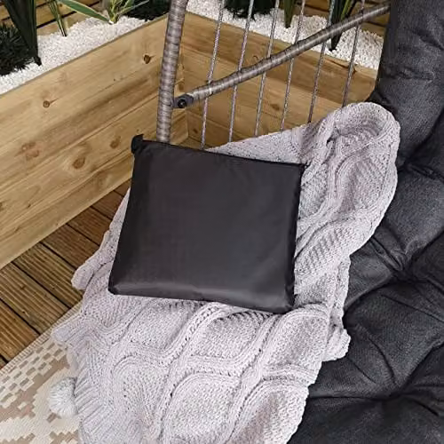 Samuel Alexander Double Egg Garden Chair Covers in Black Oxford Cloth with Zipper – 3