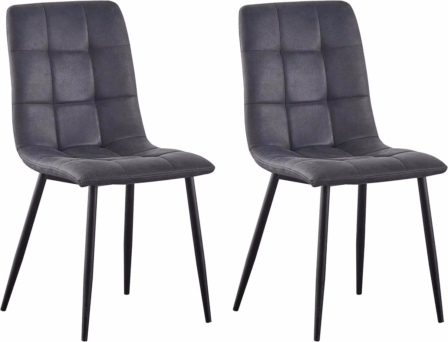 MCC Direct Henri Set of 4 Modern Dining Chairs in Dark Grey Faux Suede Leather – 2