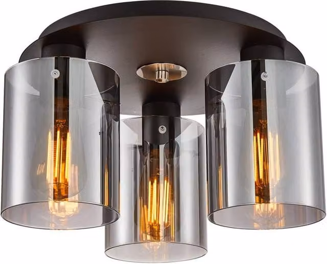 Netlighting Sardo Shade Cluster Ceiling Light in Black with 3 x E27 Transparent Glass Shades – 1