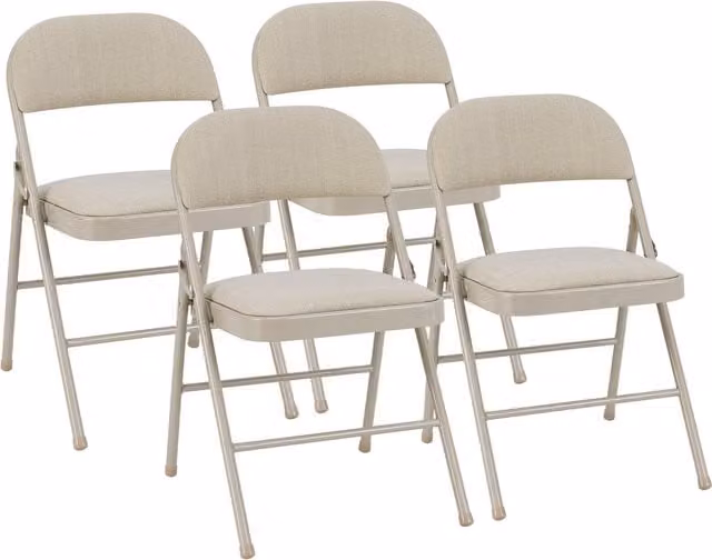 Costway 4-Piece Set of Modern Brown Fabric and Metal Stackable Folding Chairs