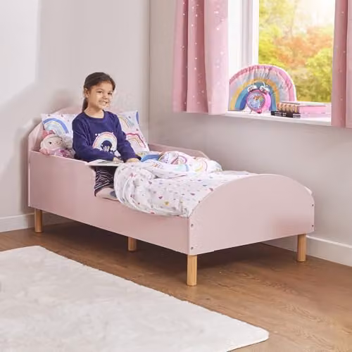 Liberty House Toys Pink and White Solid Pine Toddler Bed – 1