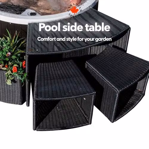 Canadian Spa Co. Wicker Hot Tub Side Table with Rustproof Aluminium Frame in Black – 5