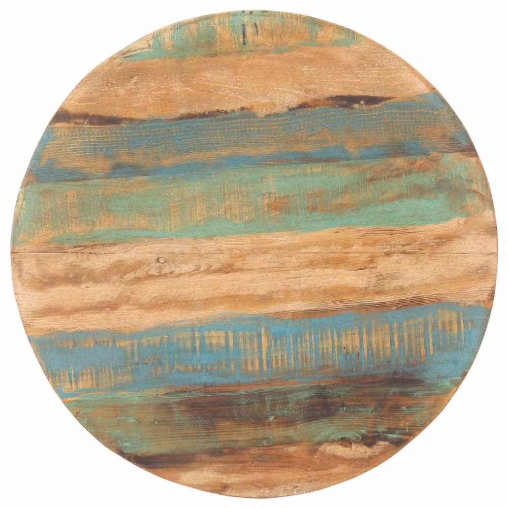 Berkfield Home Round Industrial Dining Table in Multicolour Reclaimed Teak and Mango Wood, Diameter: 80 cm – 2