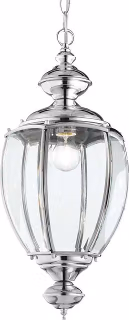 Ideal Lux Norma 1 Light Ceiling Lantern Pendant in Chrome and Transparent Glass