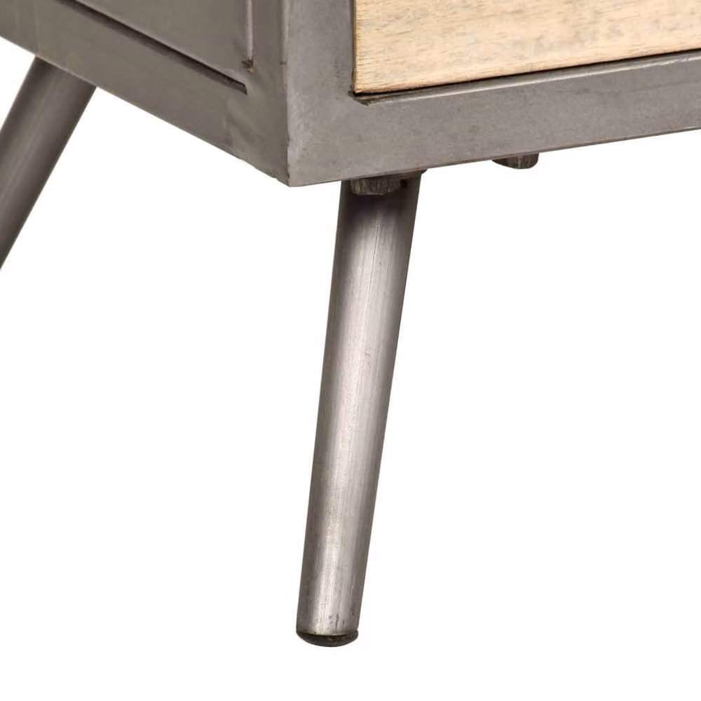 Berkfield Home Industrial TV Cabinet in Brown Mango Wood and Steel, W/D/H: 120 x 30 x 45 cm – 3