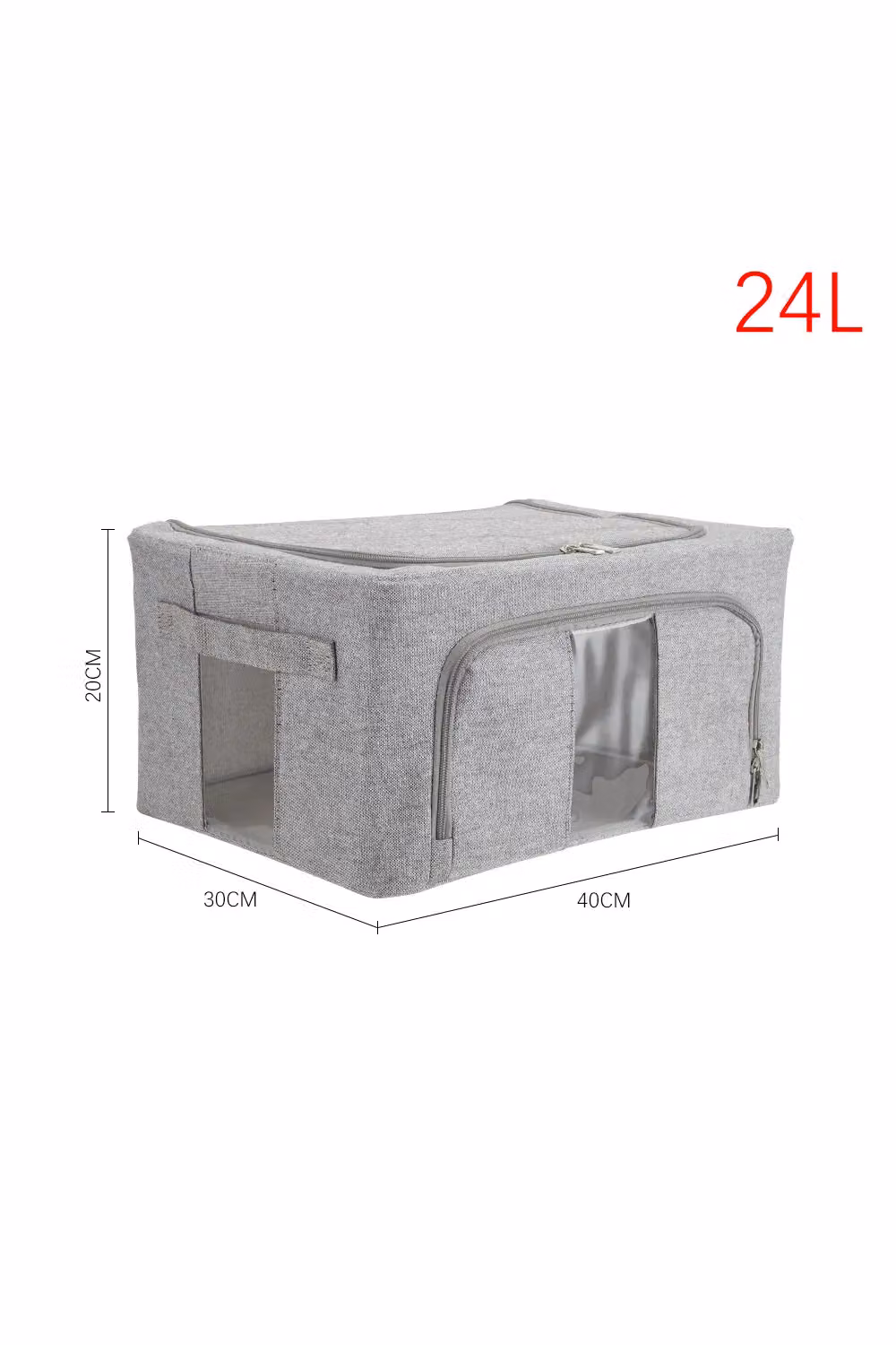 Living and Home Fabric and Metal Frame Storage Box with Lid and Handles in Grey – 2