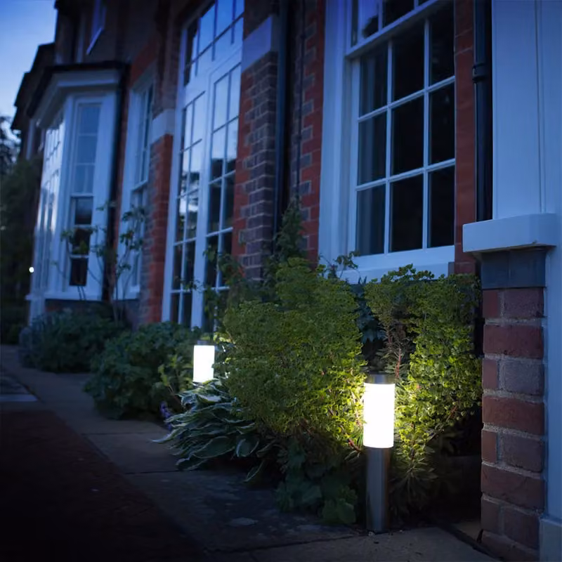Leaper Black Stainless Steel Solar LED Ground Plug Lawn Light with Warm White Dusk Sensor – 4