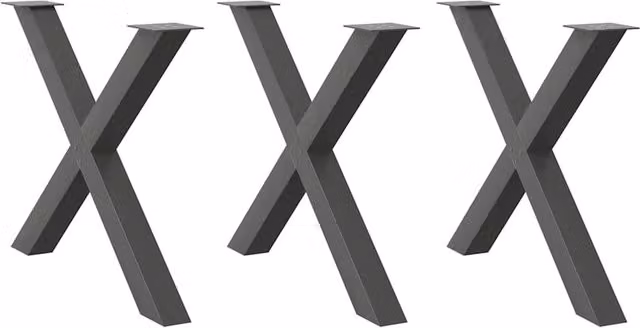 Berkfield Home X-Shaped Dining Table Legs, 3 Piece Set, Anthracite and Black Steel, H: 90 cm