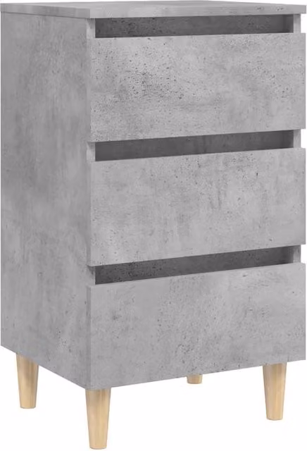 Berkfield Home Bed Cabinet in Concrete Grey with Solid Wood Legs, W/D/H: 40 x 35 x 69 cm – 1