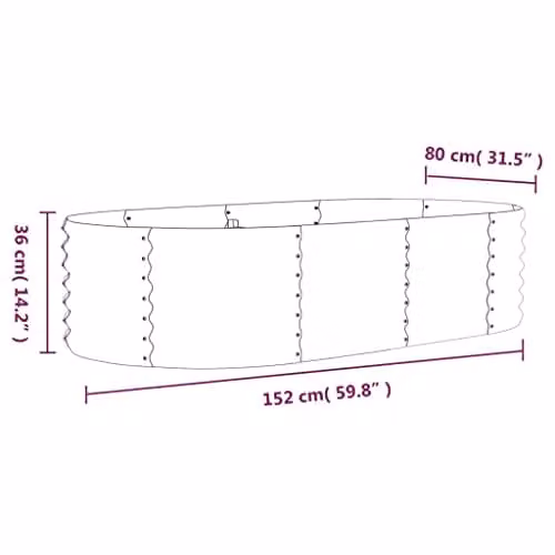 vidaXL Brown Powder-coated Steel Garden Planter Tub W: 152 cm, D: 80 cm, H: 36 cm – 3