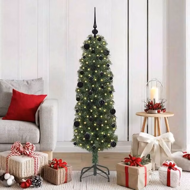 Berkfield Home Artificial Christmas Tree with 150 Warm White LEDs and Stand, Green, 150 cm