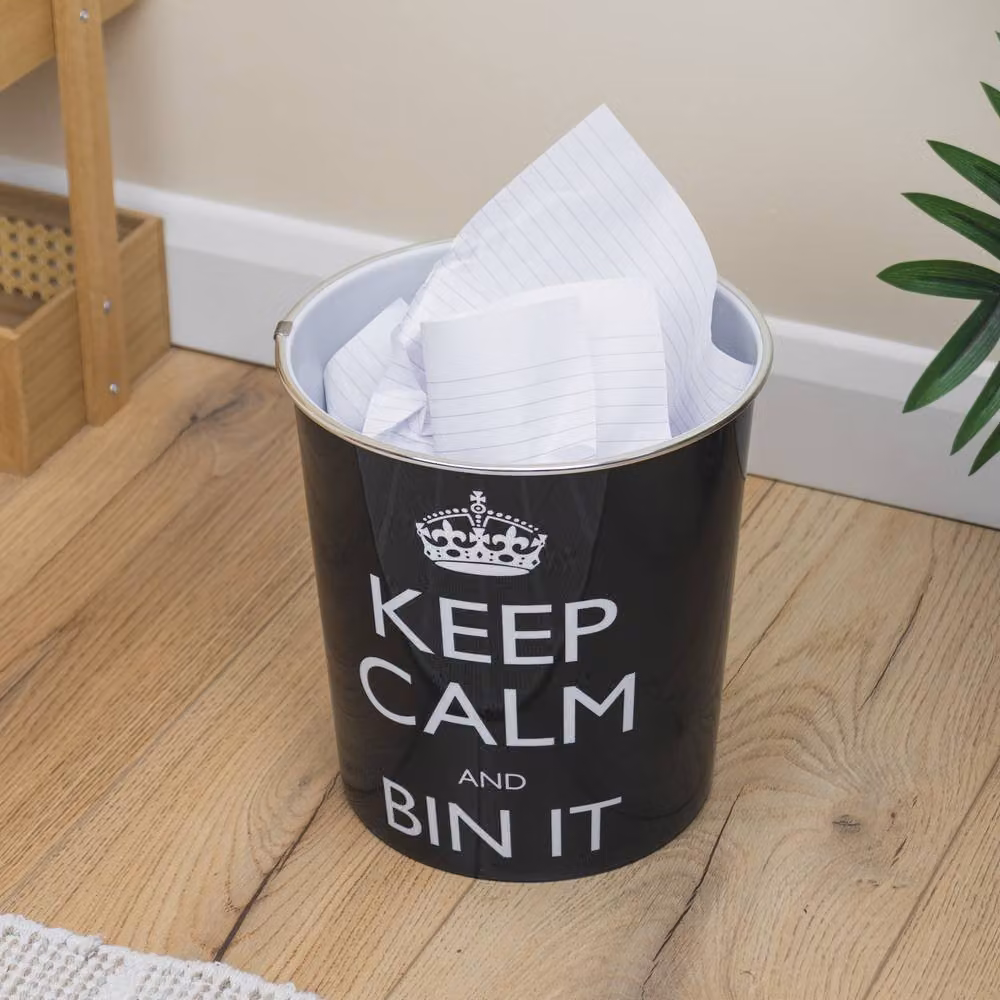 JVL Onyx Round Waste Bin Set of 2, 7L, Black – 5