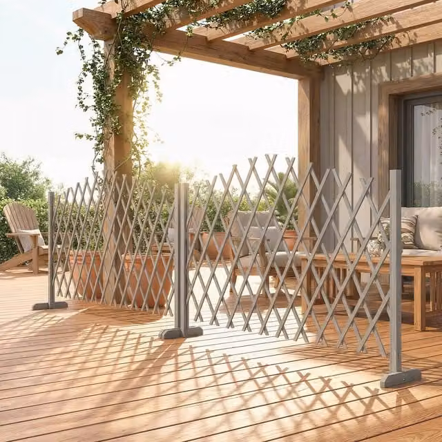 Outsunny Grey Palisade Expanding Freestanding Fence Panels