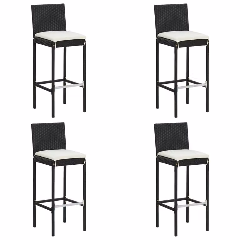 Berkfield Home 5 Piece Black Poly Rattan Garden Bar Set with Cushions