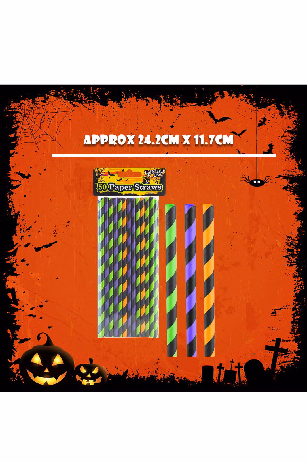 VFM e-Store Halloween Trick or Treat Paper Straws, Multicolour, Pack of 50 – 2
