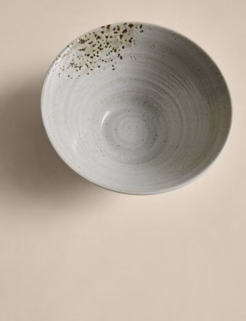 M&S Textured Spin Large Ramen Soup Bowl in Natural Stoneware
