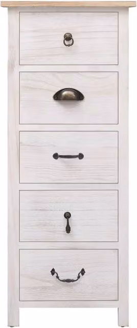 Berkfield Home Side Cabinet in White Paulownia Wood, W/D/H: 35 x 25 x 87 cm