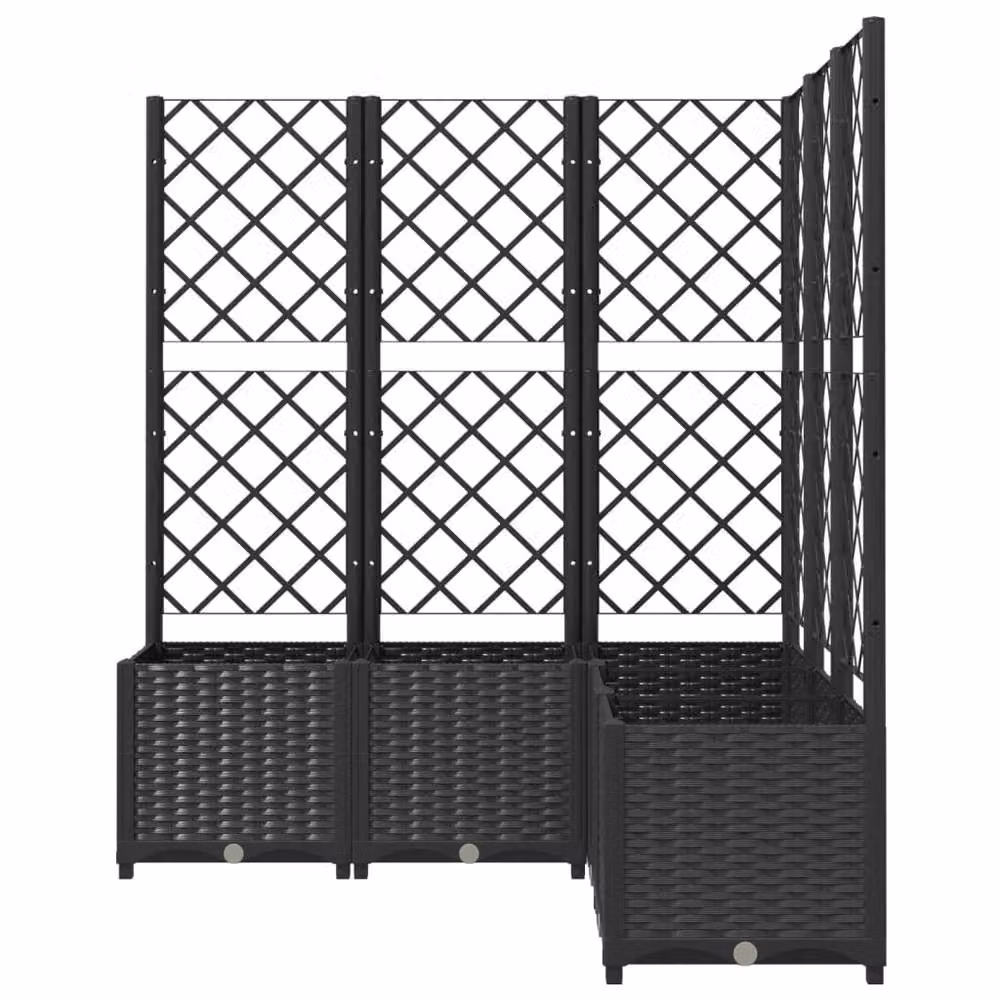Berkfield Home Garden Planter with Trellis in Black, W/D/H: 120 x 120 x 136 cm – 3